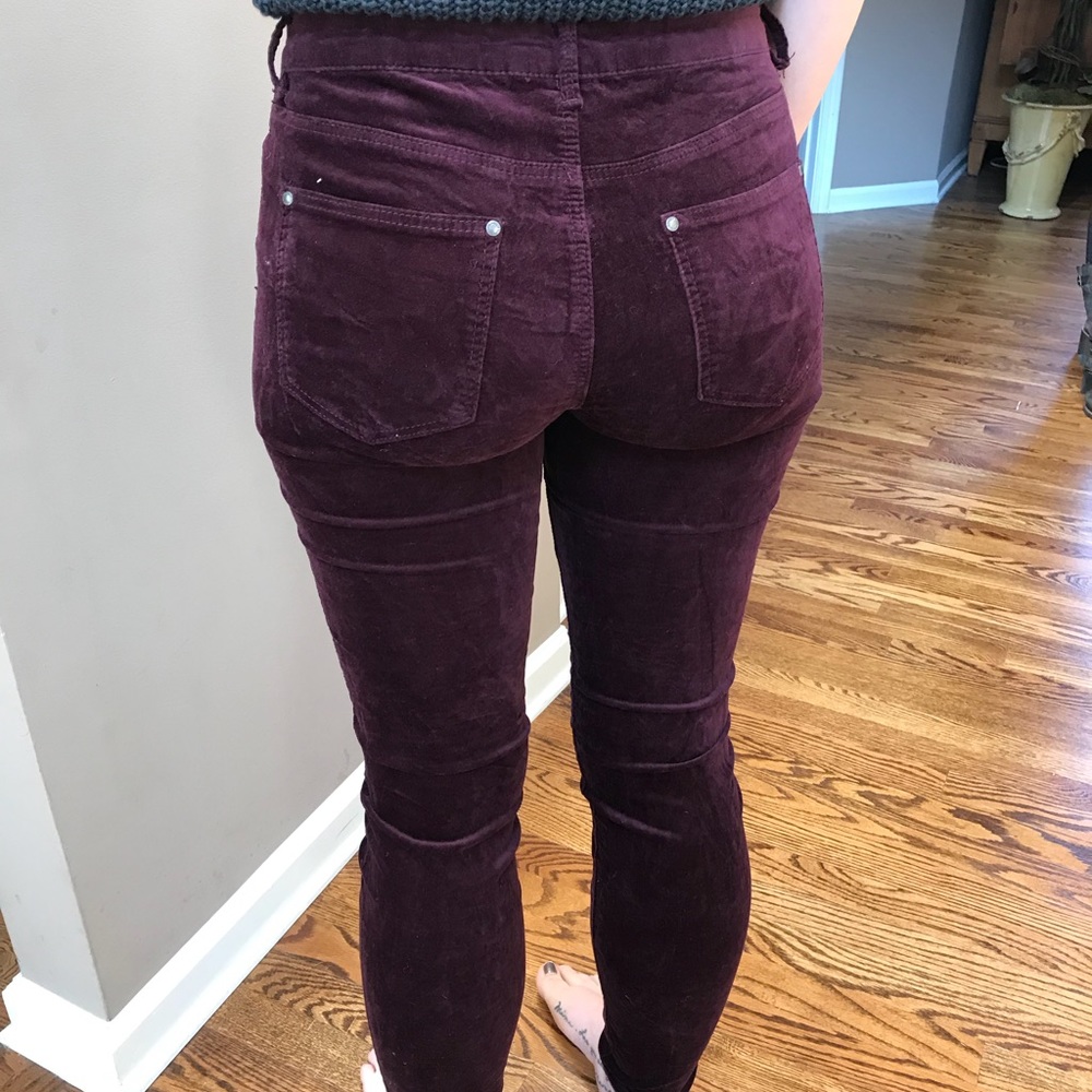 Super cute wine/burgundy velvet skinny pants